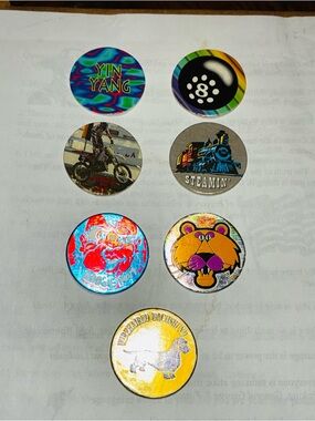 Vintage POG 1994 Milk Caps Various Styles Rare Find Set of 7